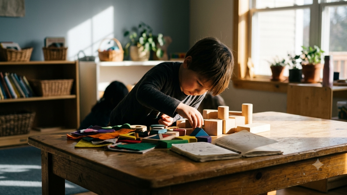 Child learning with tactile materials